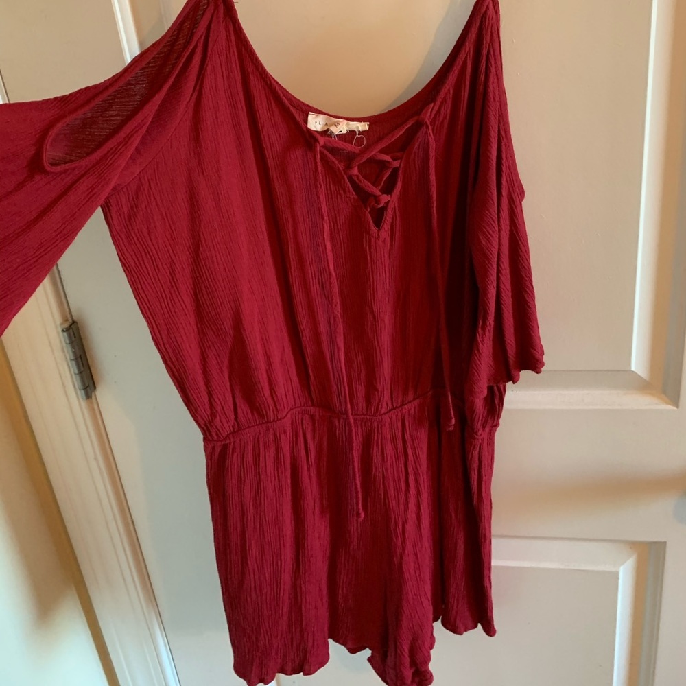 Red off the shoulder romper